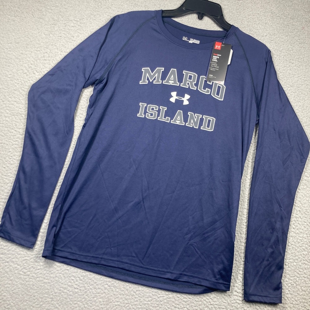 Marco Island Shirt Boys YOUTH XL NEWNavy Blue Under Armour HeatGear Long Sleeve